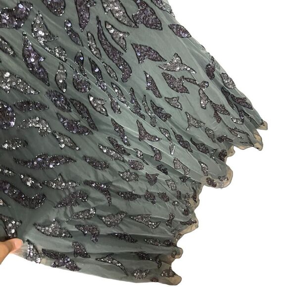 Mac Duggal Dress 8 Beaded Long Sleeve Evening Gown 5124 Sheer High Neck Elegant - Picture 8 of 10